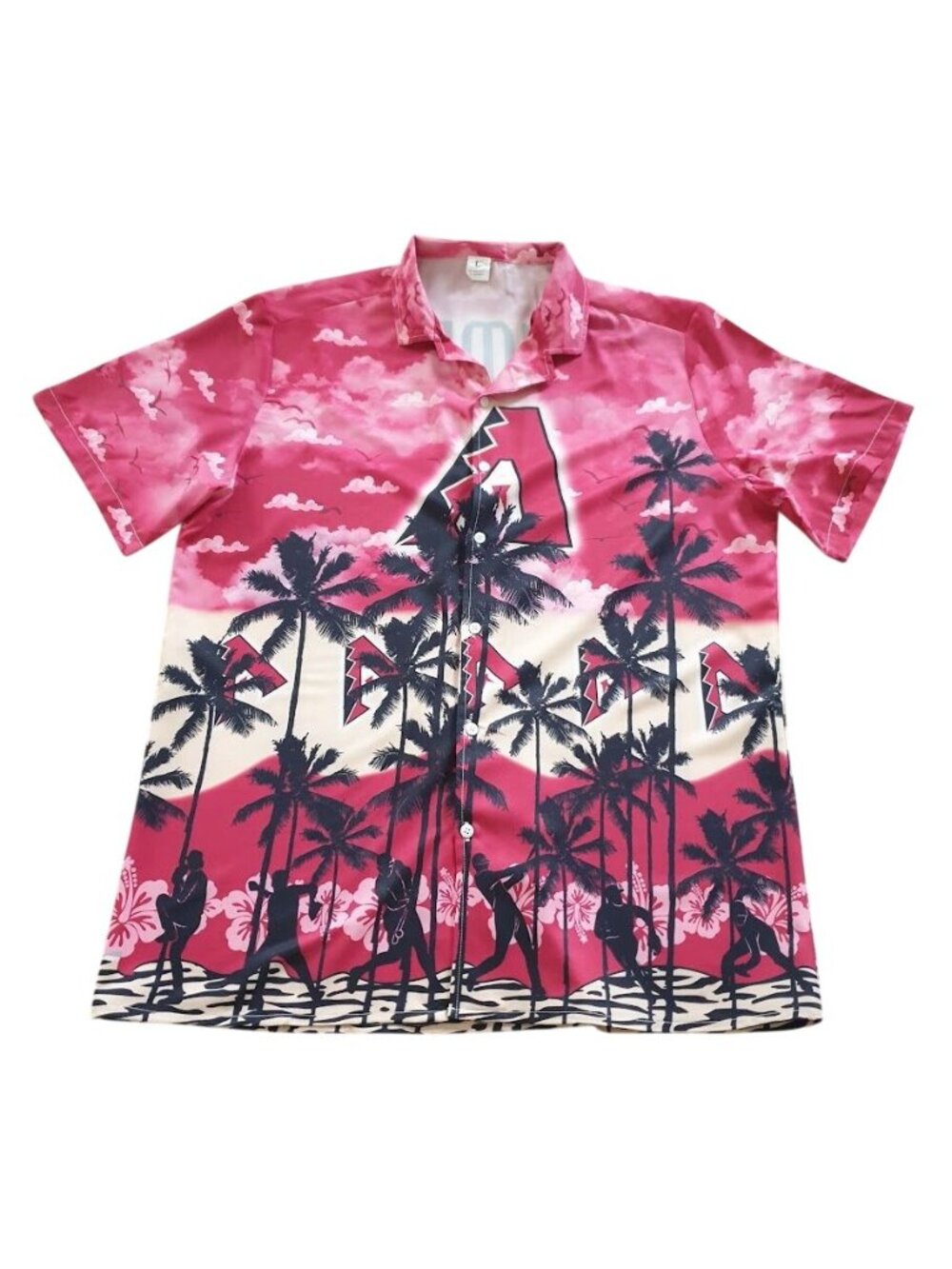 Arizona Diamondbacks Palm Tree Hawaiian Baseball Button Up Short Sleeve Shirt L